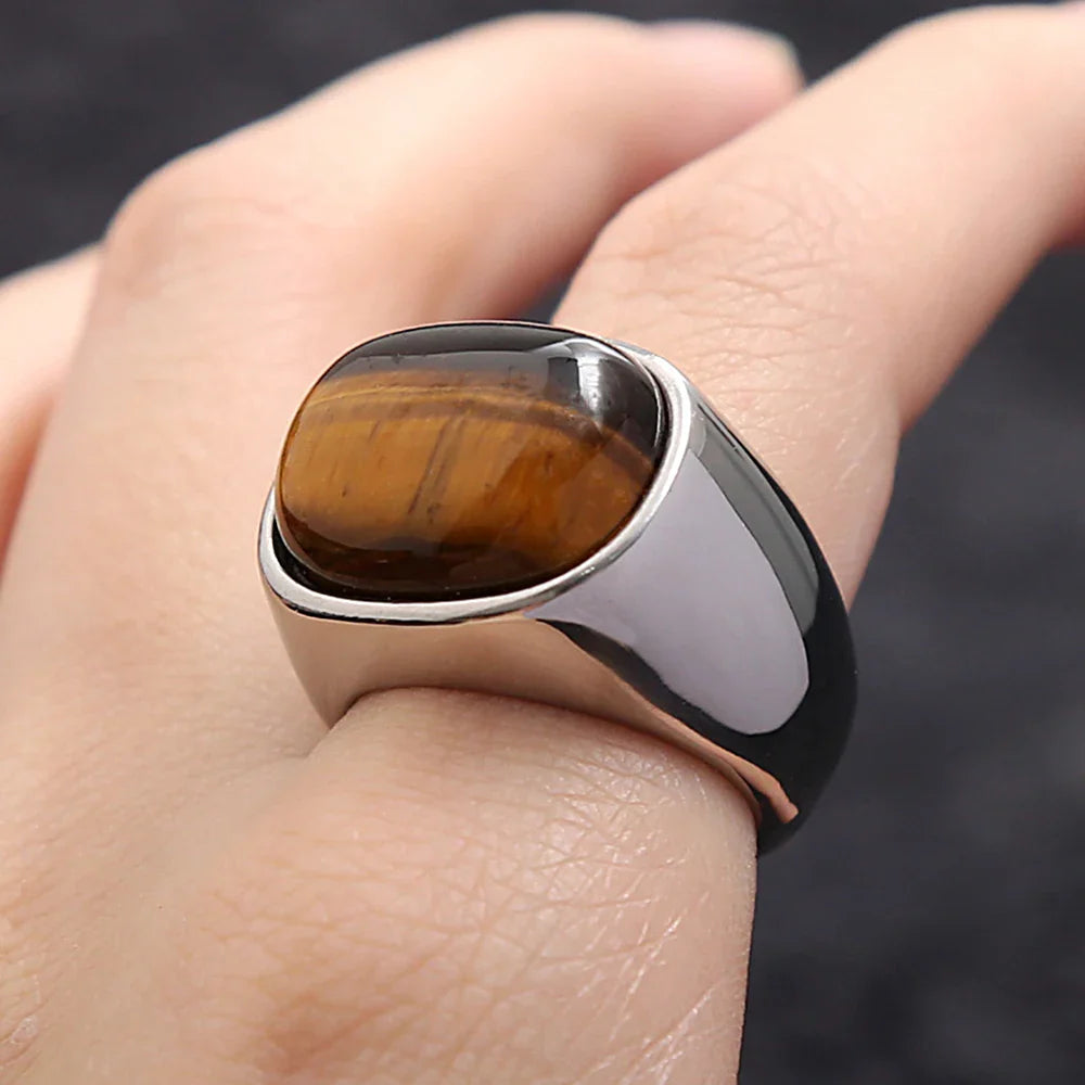 Tiger’s Eye Stone Ring for Men and Women in Silver