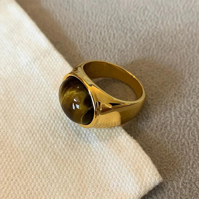Tiger's Eye Stone Gold Ring style B