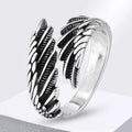 Silver feather ring for men