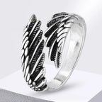 Silver feather ring for men