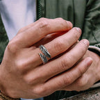 Silver feather ring for men