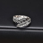 Silver feather ring for men