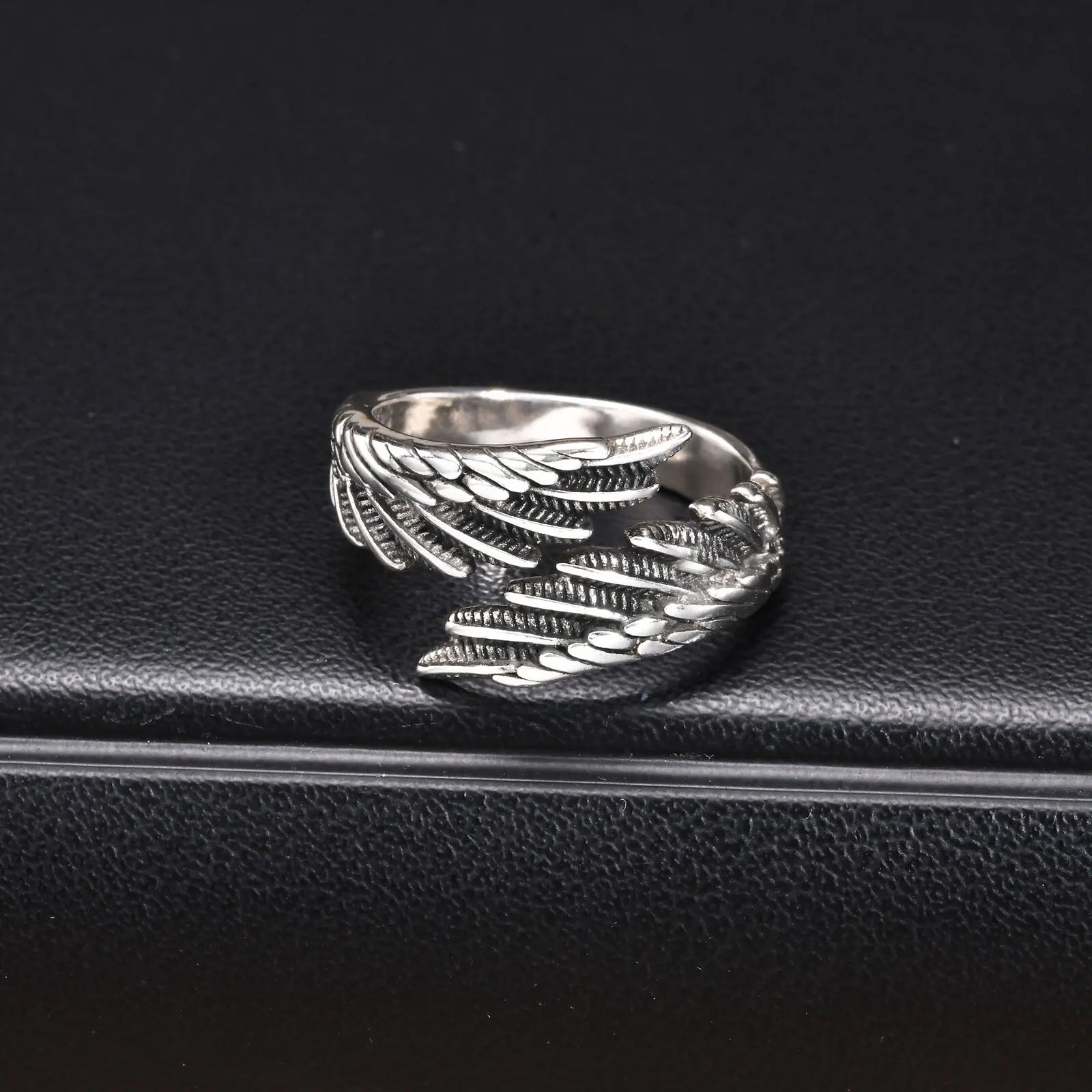 Silver feather ring for men