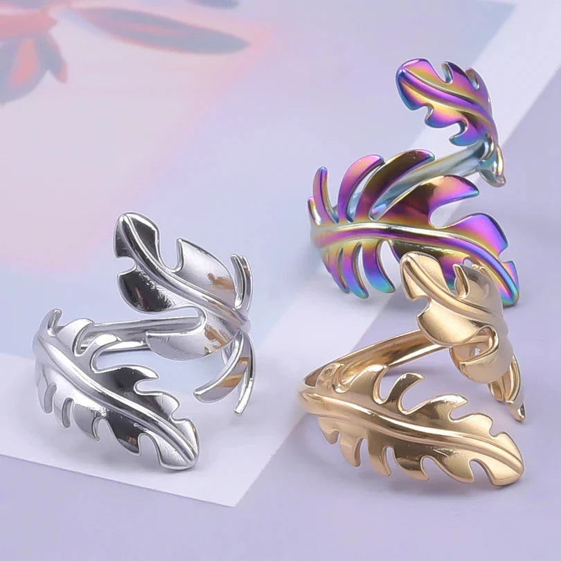 Feather Ring for Women silver