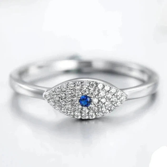 Blue Turkish Zircon Evil Eye Lucky Ring