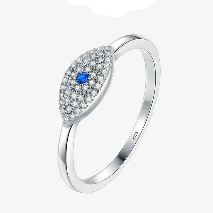 Blue Turkish Zircon Evil Eye Lucky Ring