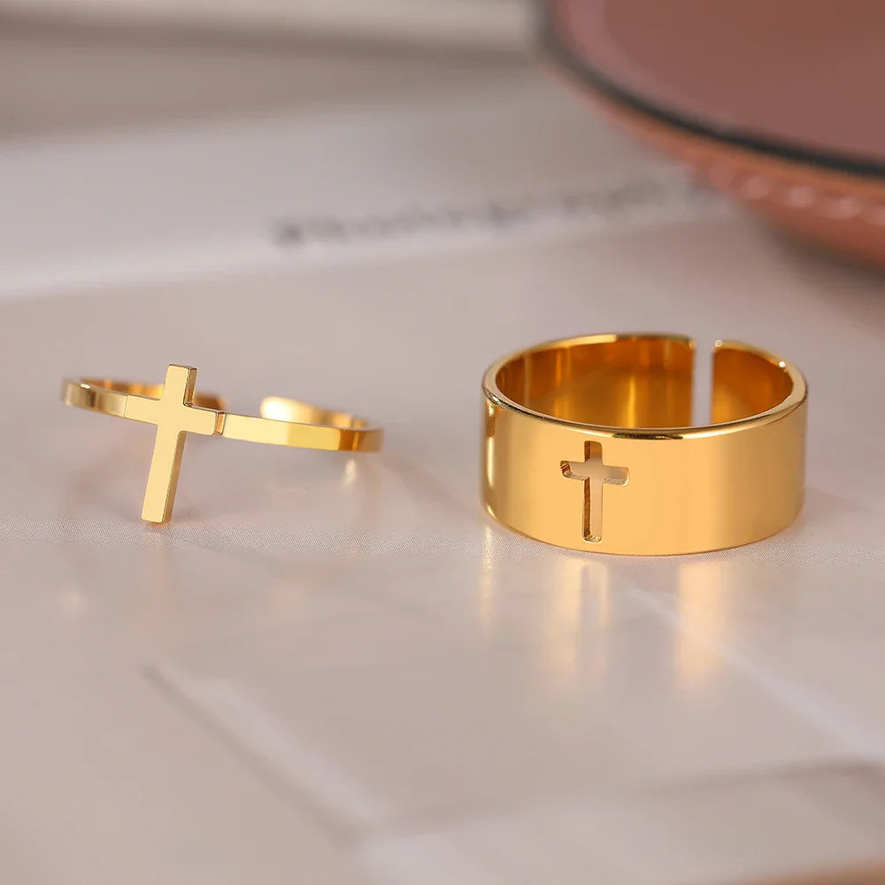Women's Christian Cross Ring gold