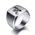 Wide men's signet ring initial a