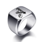Wide men's signet ring initial a