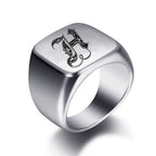 Wide men's signet ring initial h