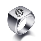 Wide men's signet ring initial o