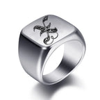 Wide men's signet ring initial x