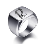 Wide men's signet ring initial d