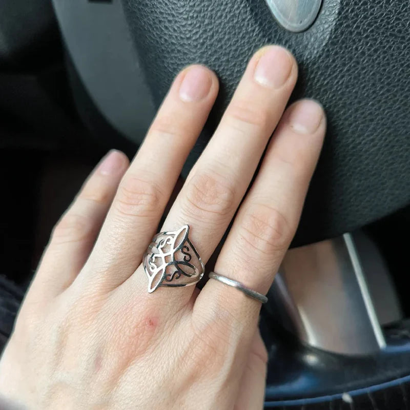Witch's Knot Protection Ring Men's Women's Wiccan Ring silver