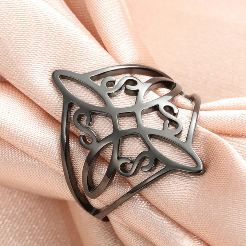 Witch's Knot Protection Ring Men's Women's Wiccan Ring black