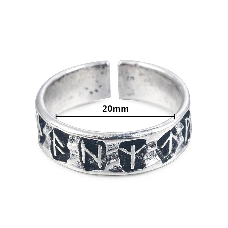 Adjustable Men's Viking Runes Ring 123