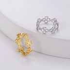 Retro Ring with 4-Leaf Clovers for Women Gold