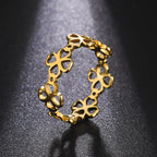 Retro Ring with 4-Leaf Clovers for Women Gold