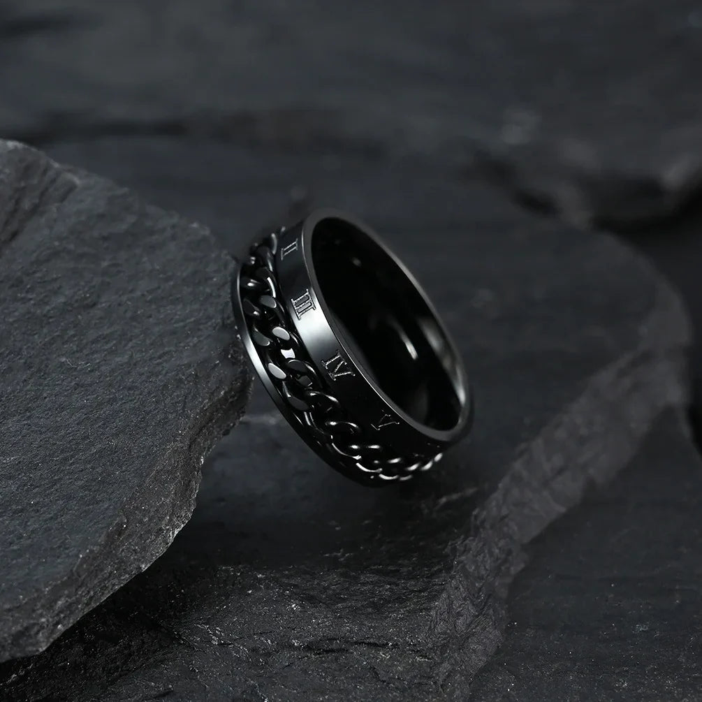 Black Anti-Stress Spinner Ring for Men