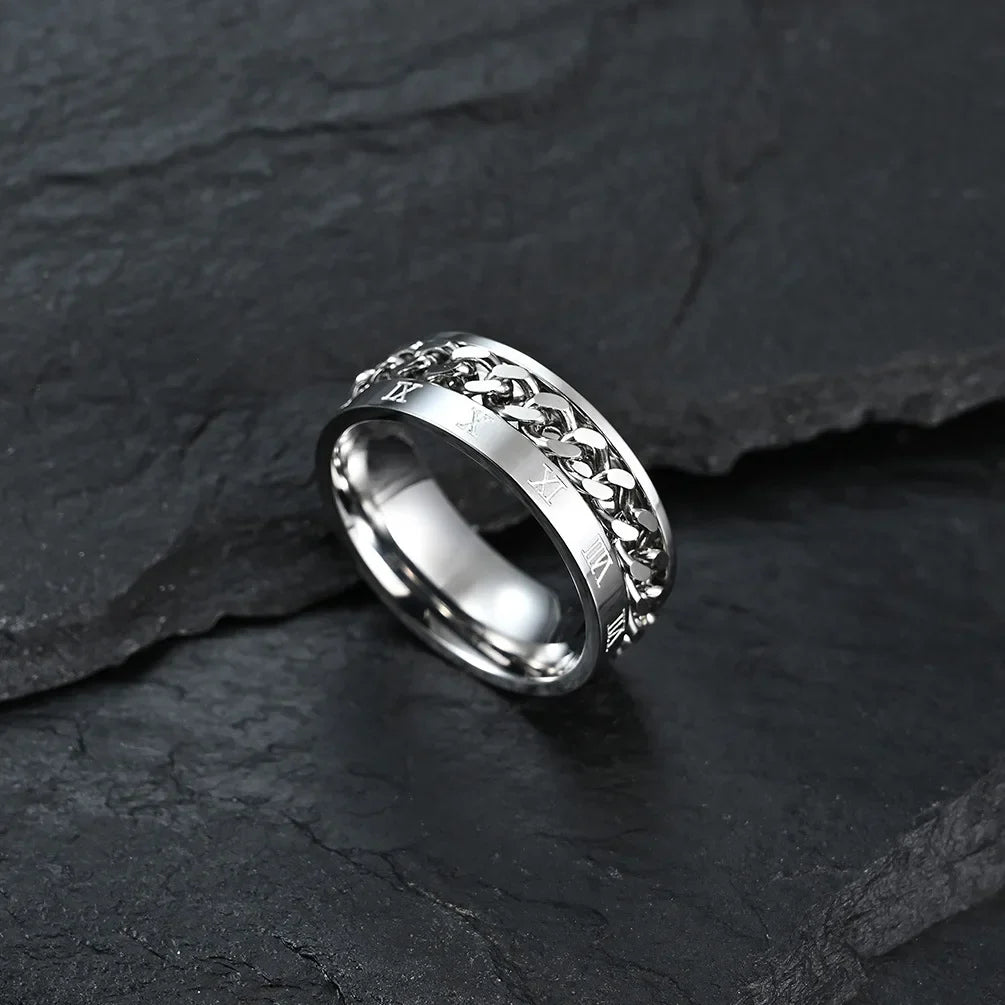 Silver Anti-Stress Spinner Ring for Men