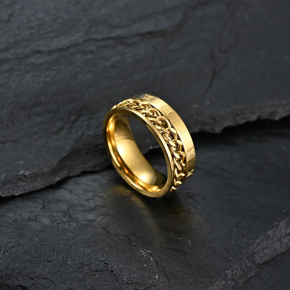 Gold Anti-Stress Spinner Ring for Men