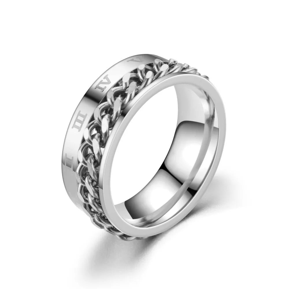 Silver Anti-Stress Spinner Ring for Men