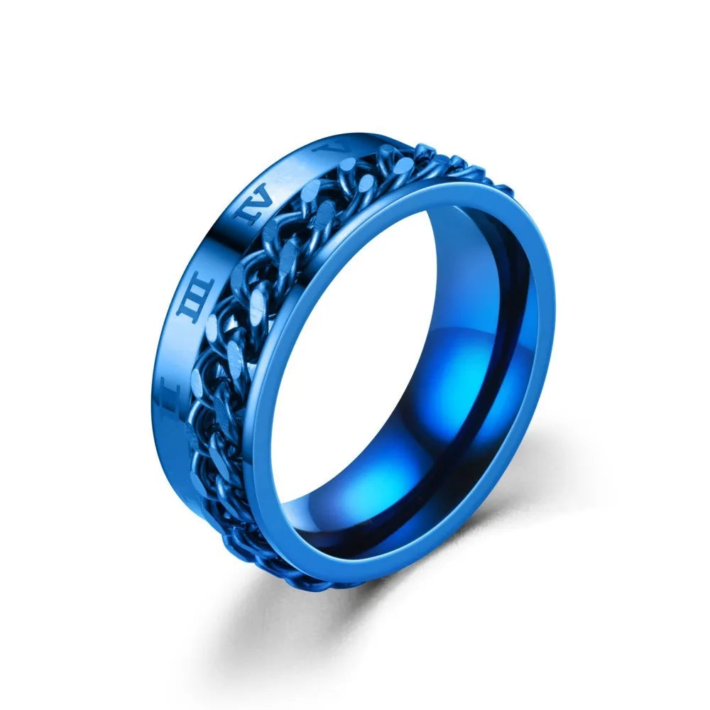 Blue Anti-Stress Spinner Ring for Men