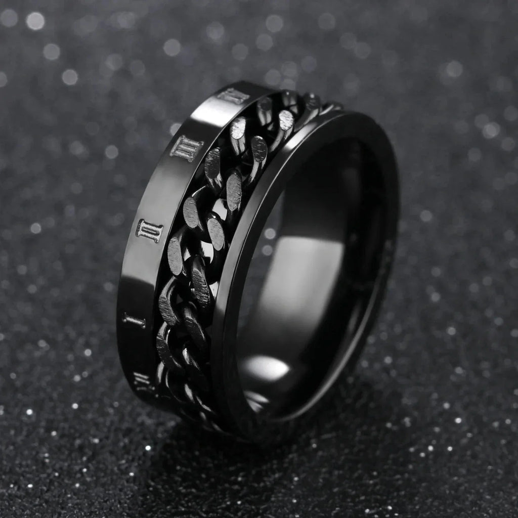 Black Anti-Stress Spinner Ring for Men