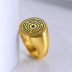 Hecate's Wheel Strophalos Wiccan Witchcraft Ring Gold