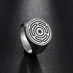 Hecate's Wheel Strophalos Wiccan Witchcraft Ring Silver