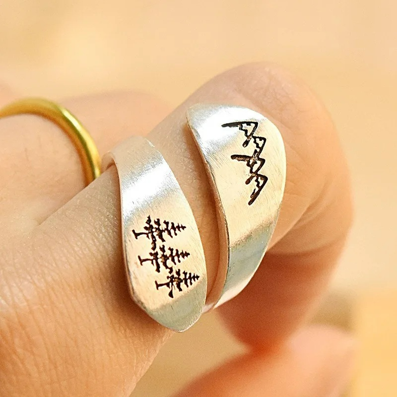 Fir Trees and Mountains Ring