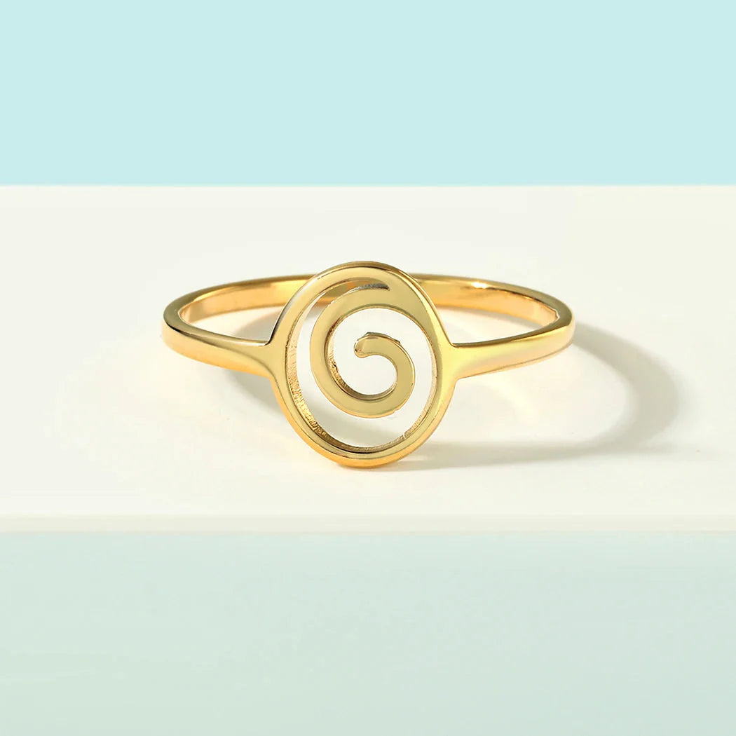 Geometric Spiral Gold Ring