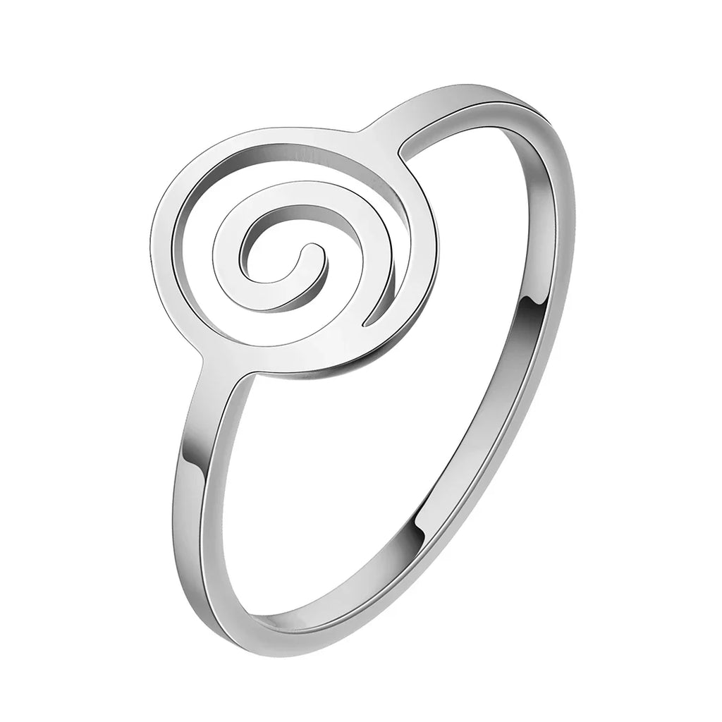 Geometric Spiral Silver Ring