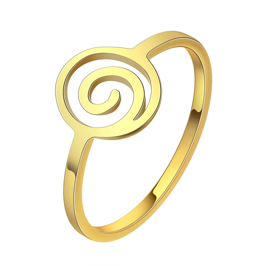 Geometric Spiral Gold Ring