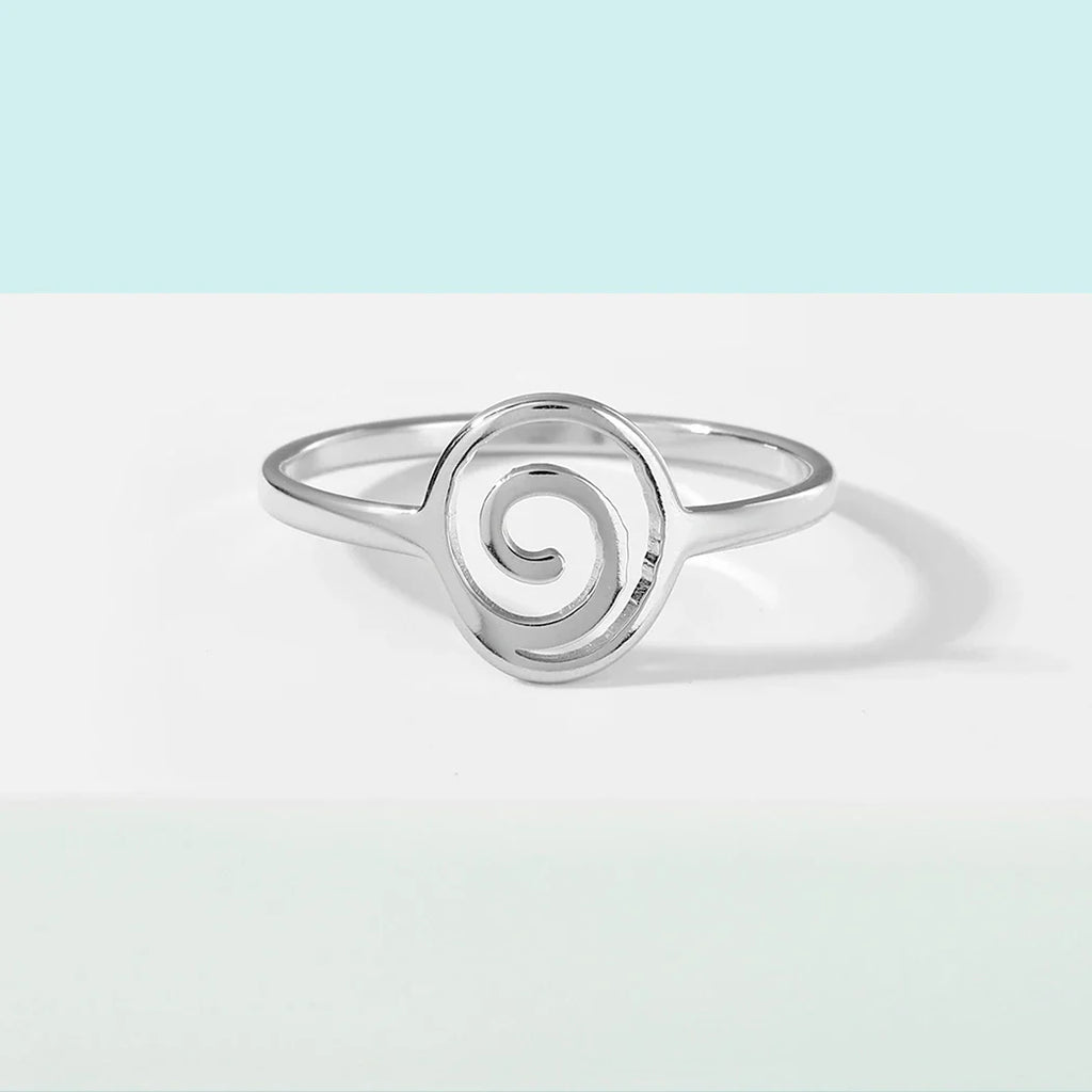 Geometric Spiral Silver Ring