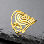Wide spiral ring for women gold