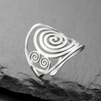 Wide spiral ring for women silver