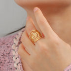Wide spiral ring for women gold