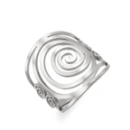 Wide spiral ring for women silver