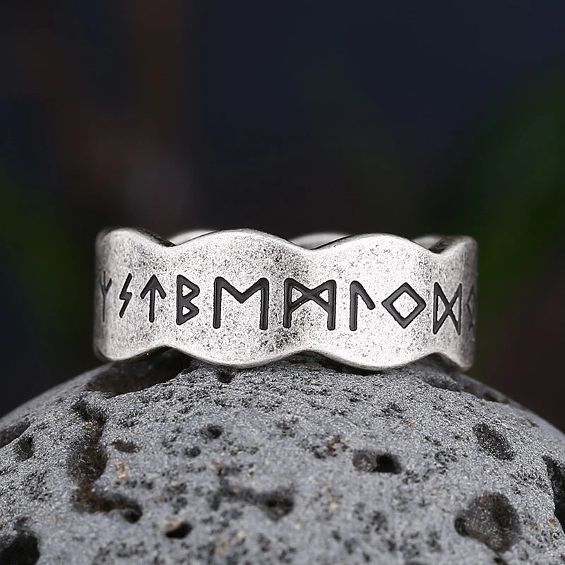 Viking Style Men's Ring with Runes
