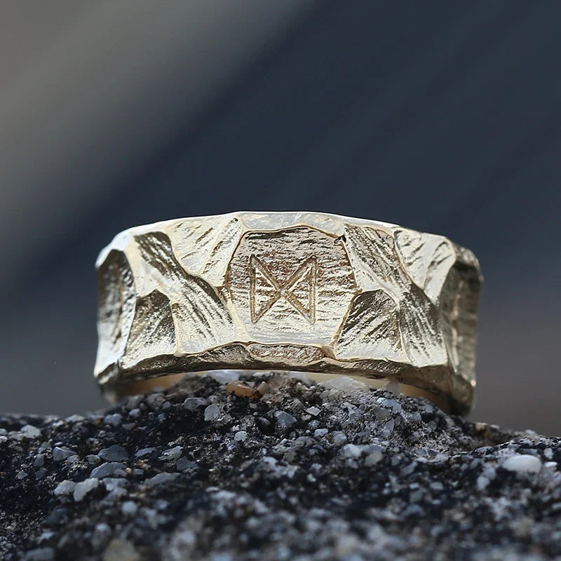Viking Style Men's Gold Rune Ring