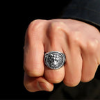 Silver Lion Head Ring