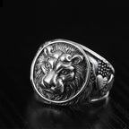 Silver Lion Head Ring