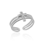 Women's Triple Christian Cross Ring in Silver