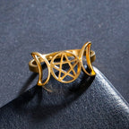 Fine Triple Moon Ring Witchcraft Wiccan Women gold B