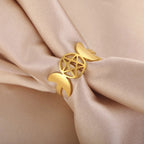 Fine Triple Moon Ring Witchcraft Wiccan Women gold A