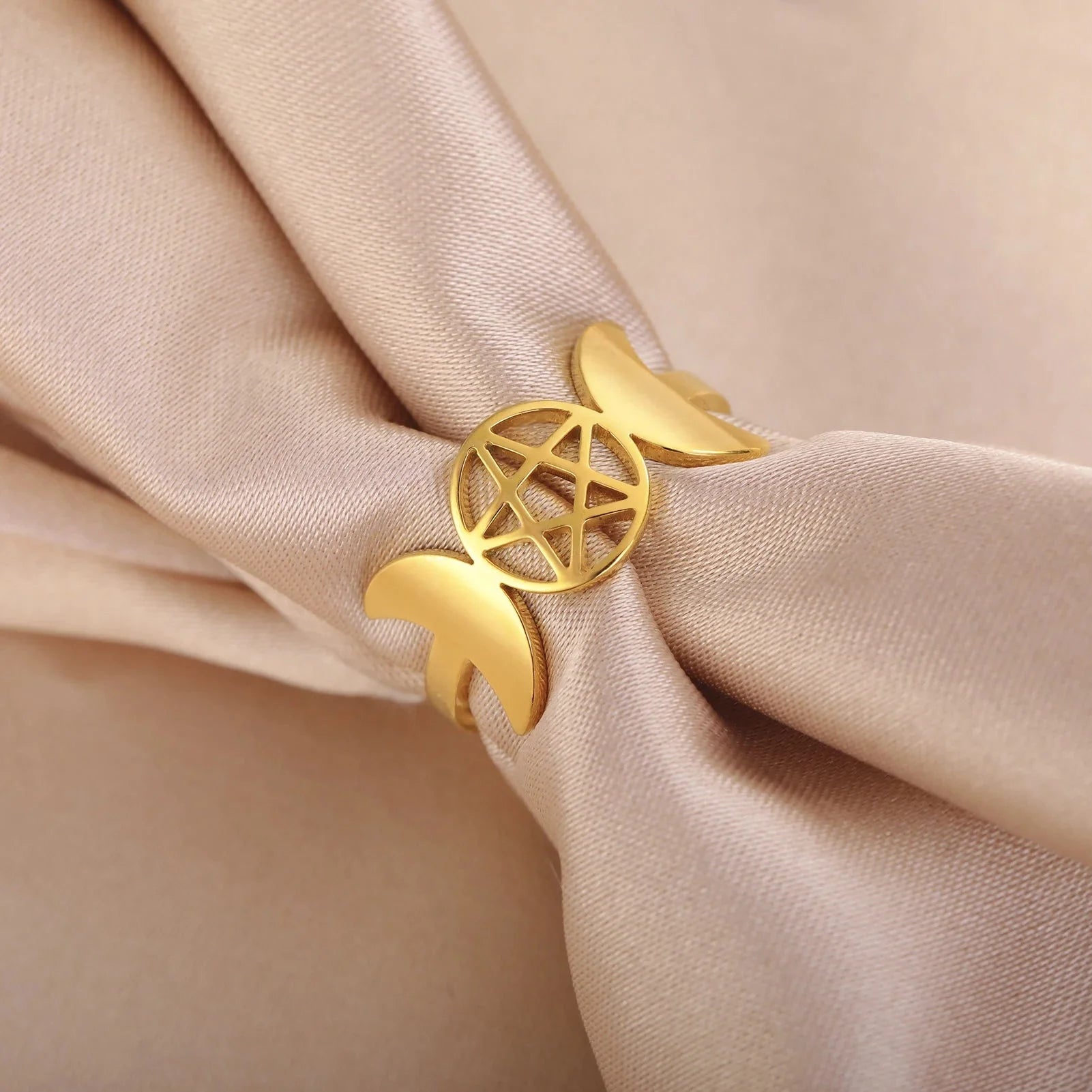 Fine Triple Moon Ring Witchcraft Wiccan Women gold A