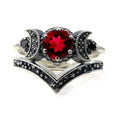 Triple Moon Witchcraft Wiccan Women’s Ring red