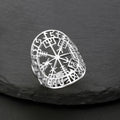 Vegvisir Viking Rune Compass Ring silver