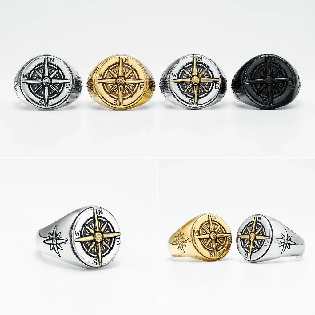 Vintage Compass Rose Men's Ring